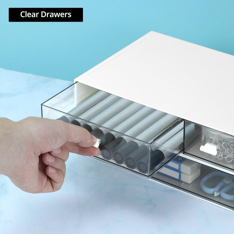 QWORK Desk Organizer - 3-Tier Stackable Storage Drawers with 6