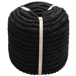 VEIZEDD Black Rope 1/2 in x 165 ft Natural Cotton Rope for Crafts,Railings, Hammock, Decorating