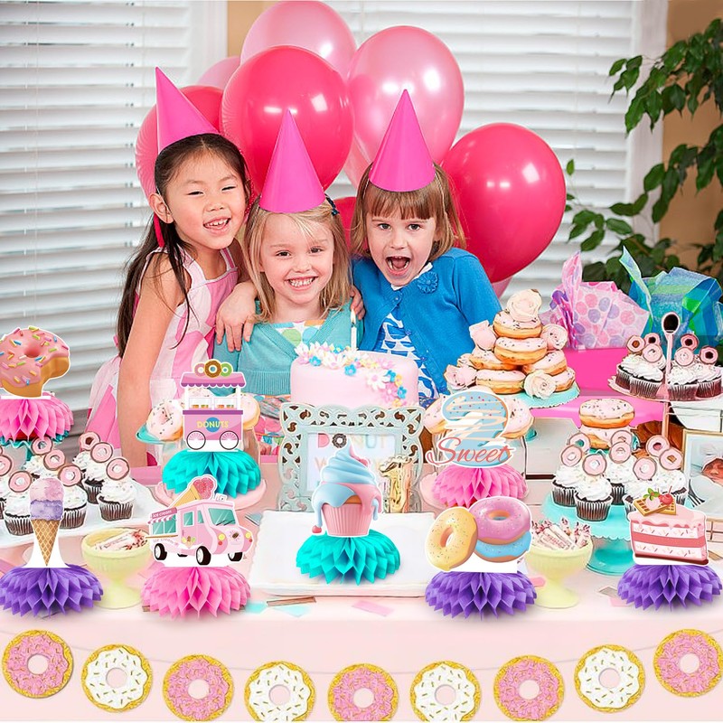 Donut Honeycomb Centerpieces,9Pieces Donut Table Decorations Table Honeycomb Centerpieces Decor