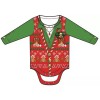 Faux ReaL Infant: Ugly Xmas Vest Long Sleeve Romper Infant