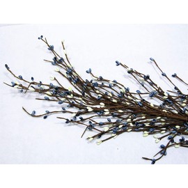 KMI Primitive Williamsburg Blue and Cream 55 Inch Pip Rice Berry Garland Flexible and Bendable (2432WBL/CR)