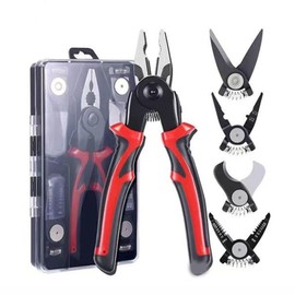 Vanttokeey 5-in-1 Pliers Tool Set, Multifunction Wire Stripping, Crimping & Cutting Kit with Interchangeable Heads & Ergonomic Handle