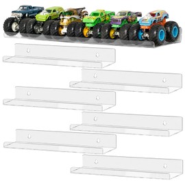 AAiphuwew 6 Pack Acrylic Monster Trucks Display Storage Shelves, Clear Wall Display Case Organizer Shelf for Toy Trucks Cars
