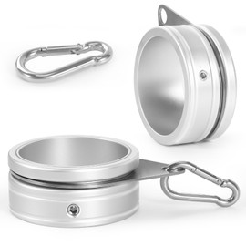 Flag Pole Rings, Aluminum Alloy Flag Pole Clips Swivels 360° Rotating Anti Wrap Mounting Ring with Carabiner, Flag Pole Kit Parts (Φ:2 Inch -Pack of 2(Silver))