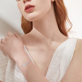 Religious Cross Bracelet 925 Sterling Silver Diamond-cut Cross Bracelet Jewelry Gifts for Women