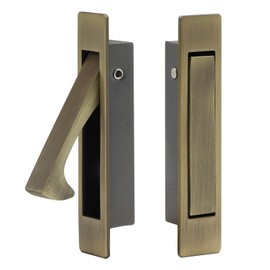Pocket Door Pull Handle, Edge Pull, Professional Stainless Steel 304, Flush Mount Door Pull for Pocket Sliding Door (Antique Brass, 2)