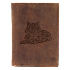 Greenburry Protective Cover for Vaccination Certificate Brown 16.5 x 1.5 x 12 cm with Cat Motif, persian cat, Attribute not applicable to the product