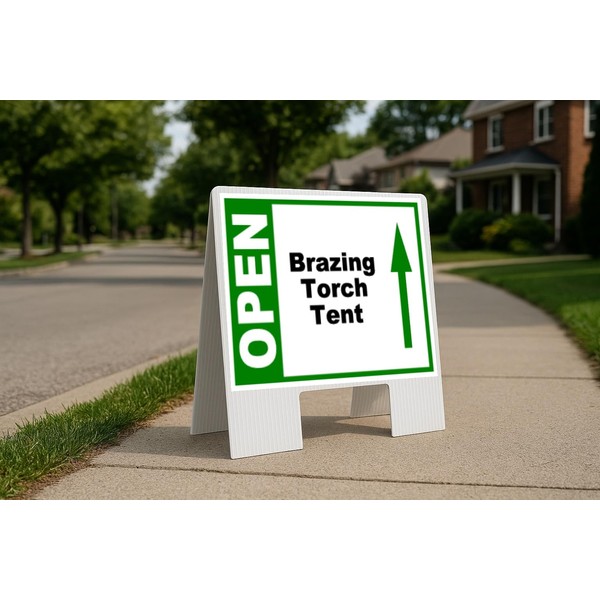 Brazing Torch Tent Open Up Green Folding Coroplast A-Frame with