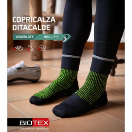 BIOTEX Zehenschutzsocken, wind- und thermisch, Fußschutz, technische Sportunterwäsche, ideal für Radfahren, MTB und Walking, Schwarz, S-M (39-42)