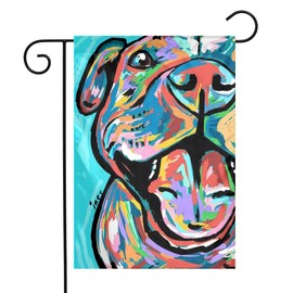 JIMOWANG Colorful Pitbull Paintings Double Sided Indoor Outdoor Garden Flag 12x18 Inch Fade Resistant Seasonal Holiday Decorative Yard Flag
