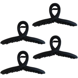 Nalodu 4.3 Inch Hair Claw Clips Large 4 Inch No Slip Big Black Matte Jaw Clip for Thin Fine and Medium Thick Hair Women, 4 Pack