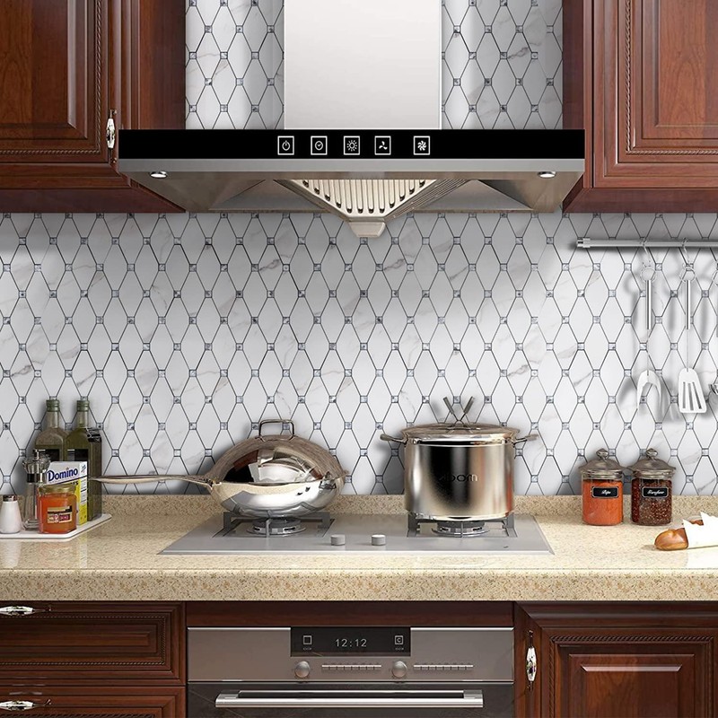 STICKGOO 1 Sheet Peel and Stick Backsplash, Calacatta Stick on