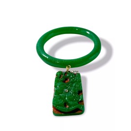 Hesstian Imperial Jade Bracelet with Amulet for Prosperity, Luck and Wealth. Feng Shui.