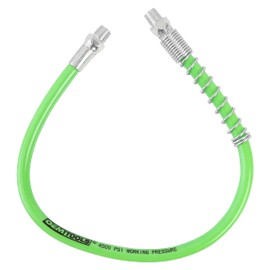 OEMTOOLS 18' Extension Hose with Spring Guard, Green Rubber Grease Hose, 1/8' NPT, 12,000 PSI Burst Pressure, 4,500 PSI Max Working Pressure, Kink Resistant, Automotive & Industrial Use