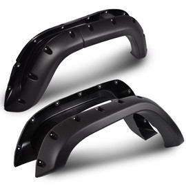 DOTCOM Fender Flares Front & Rear, Fit For Jeep Cherokee XJ 1984-2001 4-Door Sport Utility Models Only(Not Fit Models with Side Skirts/Ground Kits),Paintable Matte Pocket Textured Riveted Style Black