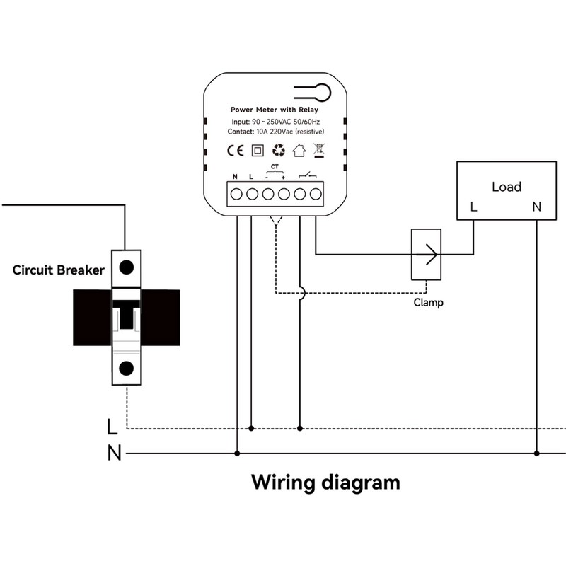 WiFi Smart Energy Monitor Single Phase Clamp Electricity Meter with