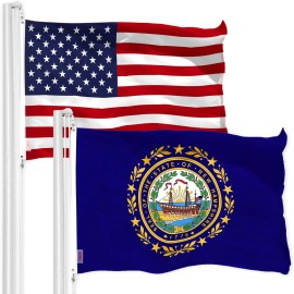 UD_G128 Combo Pack: American USA Flag 3x5 Ft & New Hampshire Flag 3x5 Ft, Both Printed 150D Polyester, Indoor/Outdoor, Brass Gro