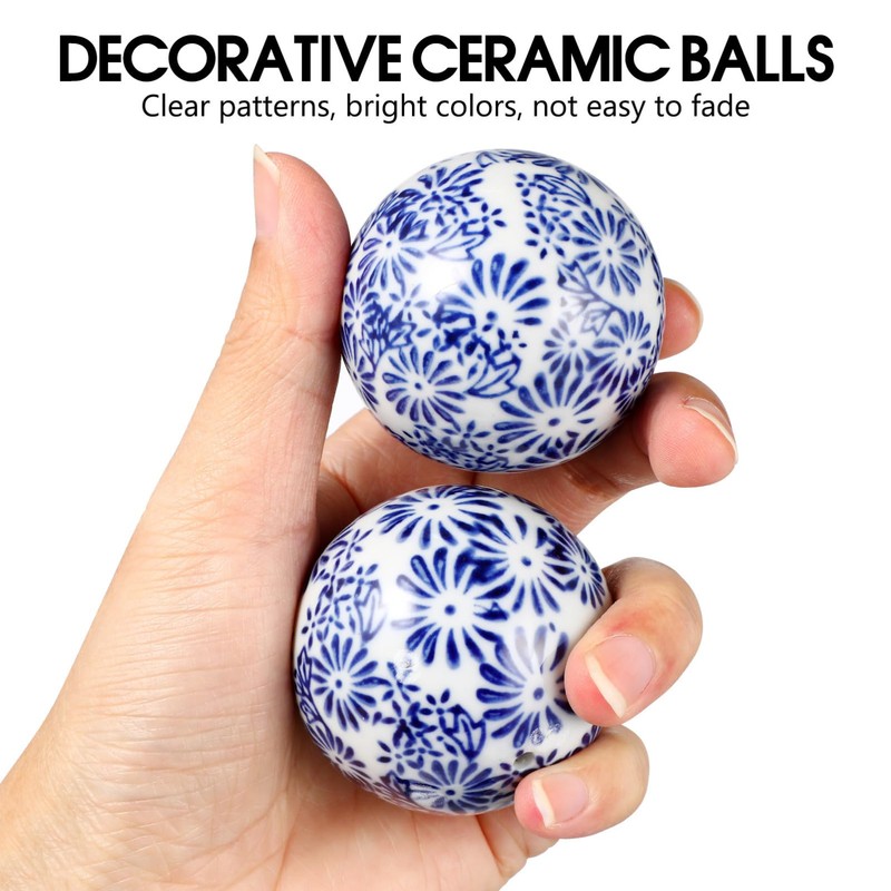 Abaodam Ceramic Balls Set of 3 Blue and White 5.00X5.00X5.00cm