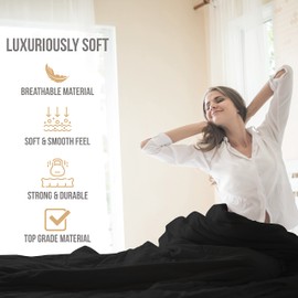 Abeero Home Full Size Bed Sheets Cooling - Luxury Hotel Sheet Set - Soft Sheets with Elastic Corner Straps - Deep Pocket Microfiber Bedsheets - Bedding Sheets & Pillowcases - 4 PC (Full Size, Black)