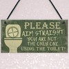 RED OCEAN Funny Novelty Bathroom Sign Aim Straight Loo Decor