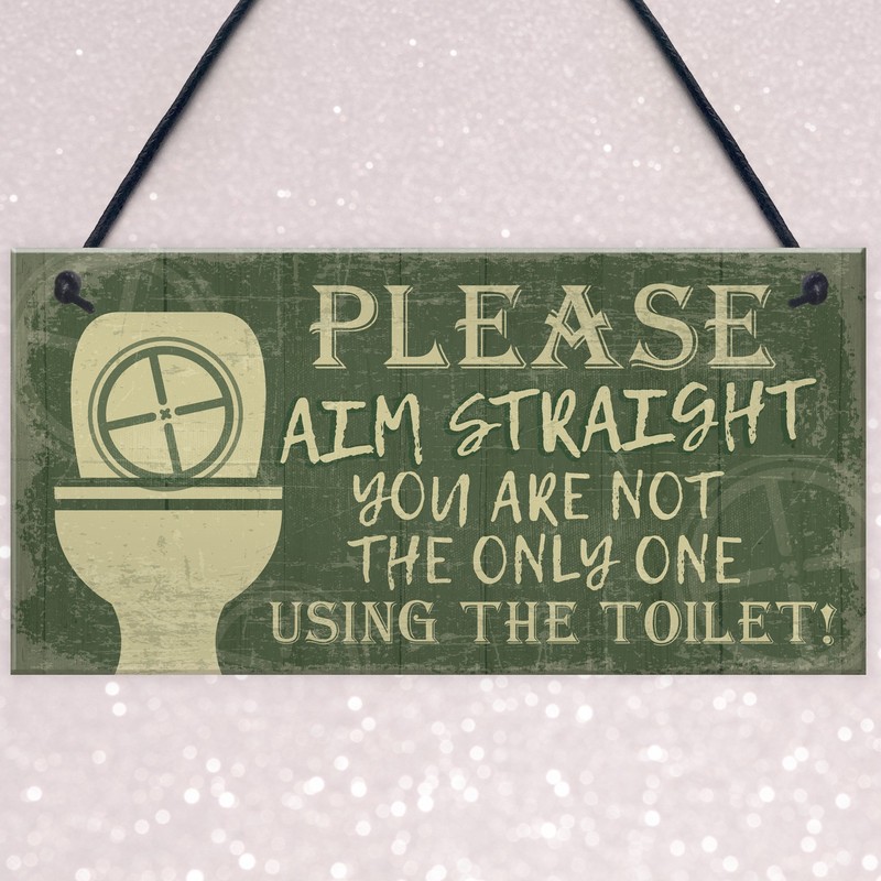 RED OCEAN Funny Novelty Bathroom Sign Aim Straight Loo Decor