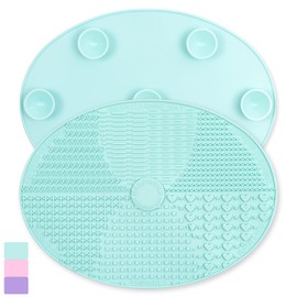 Ranphykx Makeup Brush Cleaner Mat, Silicone, Big Size, Green, Cleaning Pad with Suction Cup, Make Up Brush Cleaner