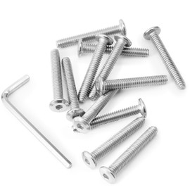 Biaungdo 30 Pack Flat Head Allen Bolts, 1/4-20 x 1-3/4 Inch Silver Socket Cap Screws Joint Connecting Bolts Countersunk Screws for Furniture, Fully Threaded
