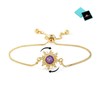Spinning Fidget Bracelet for Women Gold Flower Rhinestone Link Bracelet
