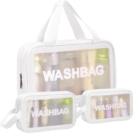 Bolsa Neceser De Viaje De 3 Piezas Para Mujeres Y Hombres, Bolsa Organizadora De Viaje Impermeable Translúcida Para Cosméticos Y Maquillaje Con Gran Capacidad Para Accesorios De Aseo Personal (Blanco)