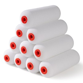 Mister Rui 4 Inch Foam Roller Covers 10-Pack, 30kg/m³ Medium Density - Washable & Reusable for Smooth Finish on Furniture, Cabinets, DIY Projects