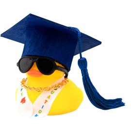 wonuu 2025 Car Dashboard Decorations Rubber Ducks, Car Ornament Ducky with Graduation Hat, Glasses, Necklace, Sash, for Doctor, Master, Bachelor, Dark Blue