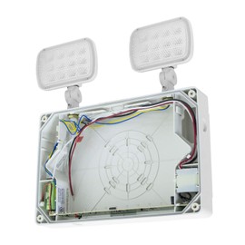 LFI Lights - Wet Location Rated Red LED Combo Exit Sign - Square LED Lamps - Battery Backup - Hardwired - UL Listed - WLFCOMBOR