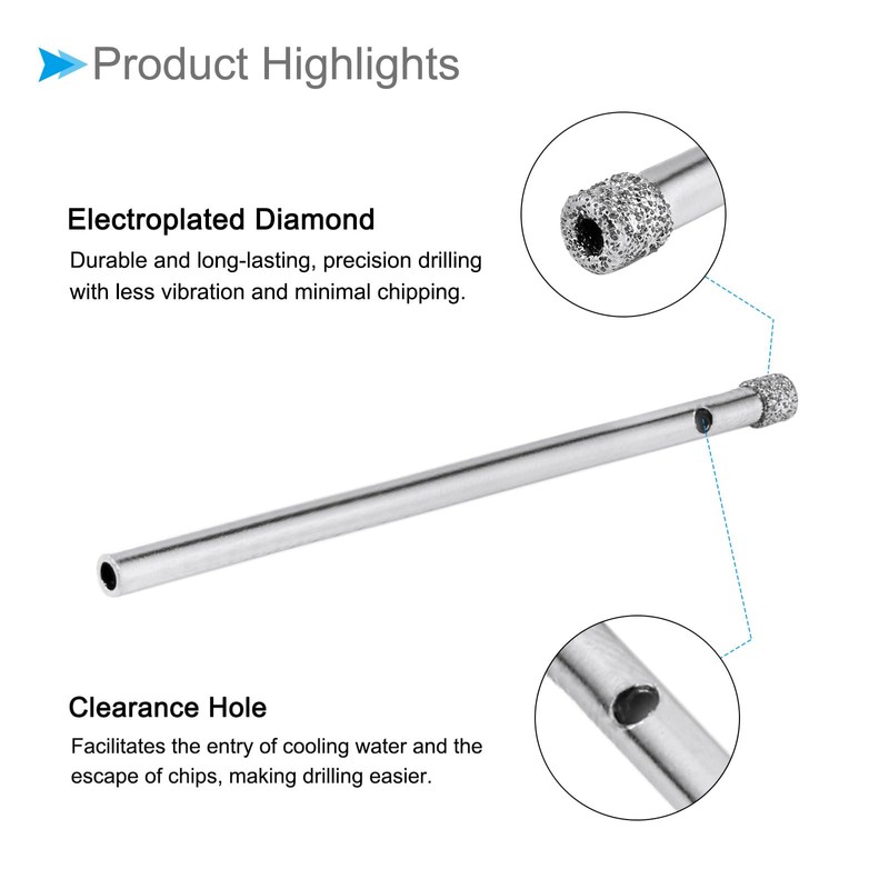 CoCud Diamond Drill Bits, 3mm Cutting Diameter, Nickel-plated Coating Diamond