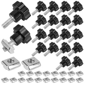 20 Stücke Sterngriffmutter M8 Set, Rostfrei Rändelschrauben, M8 x 20 MM Sterngriff + T-Nut-Mutter, Verwendet für Mechanische Geräte, Möbeldekoration Usw (Schwarz)