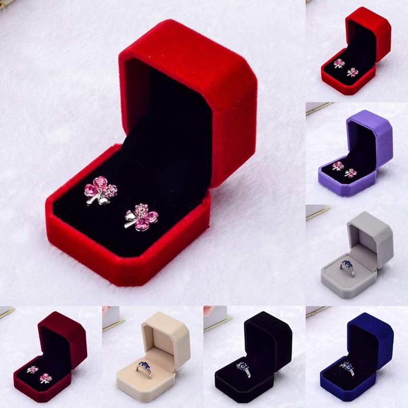 Velvet Finish Jewelry Box, Engagement Wedding Earrings Ring Pendant Display