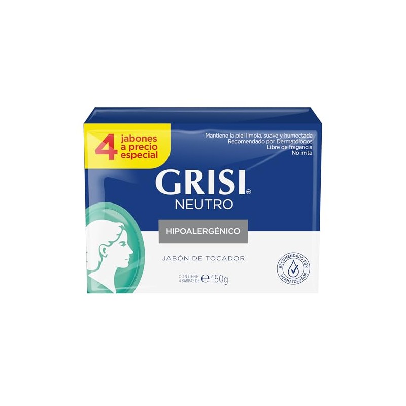GRISI, Cuadripack Jabón Neutro | Limpia y suaviza la piel