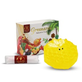 Greenaree Fruit & Flower-Shaped Natural Soap Bar with Vitamin B3 & Aloe Vera – Moisturizing, Gentle for Sensitive Skin, Includes Foam Net, Handmade in Thailand – Body & Hand Use (1 Bar)