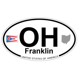 US Decal, Inc. Franklin, Ohio Oval Sticker with State Flag