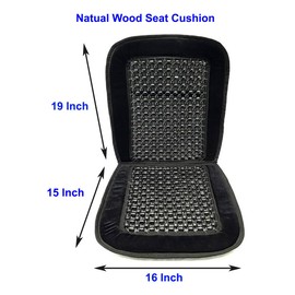 ALLBrand Natural Wooden Bead Car Seat Cushion - Comfortable Massaging Cushion for Office and Travel (Bamboo-Black)