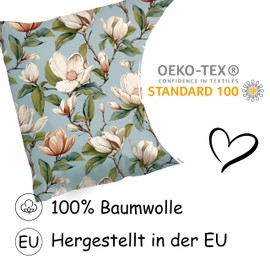 PinkZebra Kopfkissenbezug, Kissenbezug 80 x 80 cm aus 100% Baumwolle, Kissenhülle, Öko-tex Standard 100, bezüge mit Reißverschluss, Apfelbaumblüten