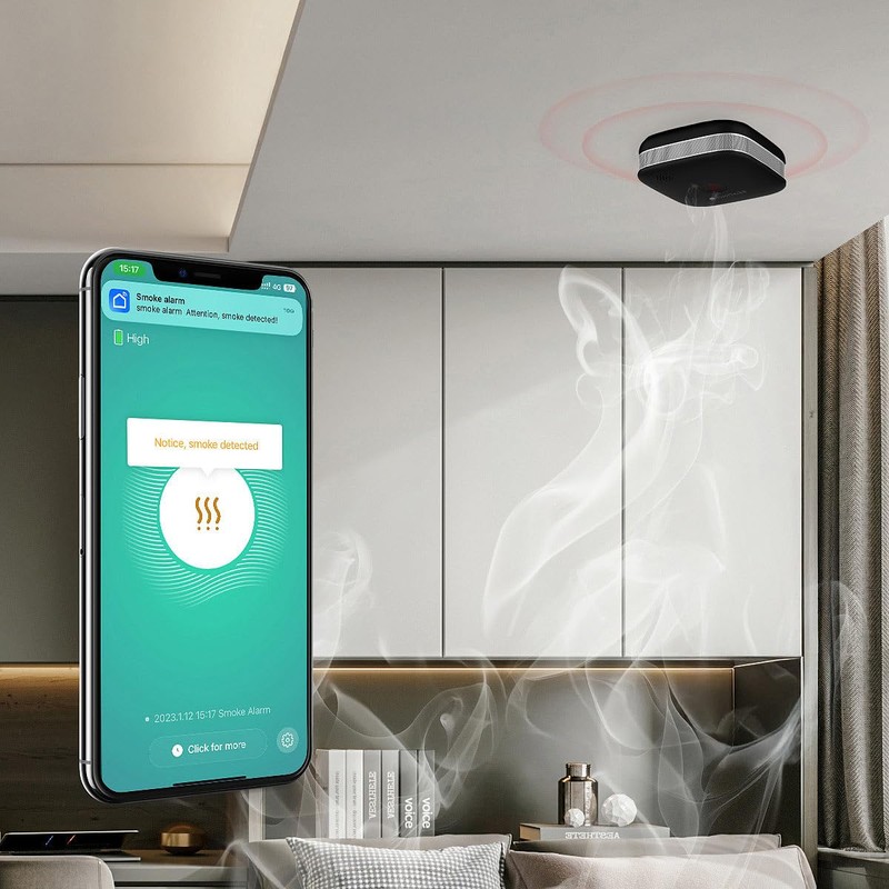 VisorTech Set of 5 Compact WLAN Design Smoke Detectors with