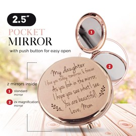 Gifts for Daughter on Wedding Day, Birthday Gift for Daughter Adult, Gift for Bride from Mom, 17 Year Old Girl Gift Ideas, 18th Birthday Gifts, 16th Birthday Gifts for Girls Compact Mirror (Mom)