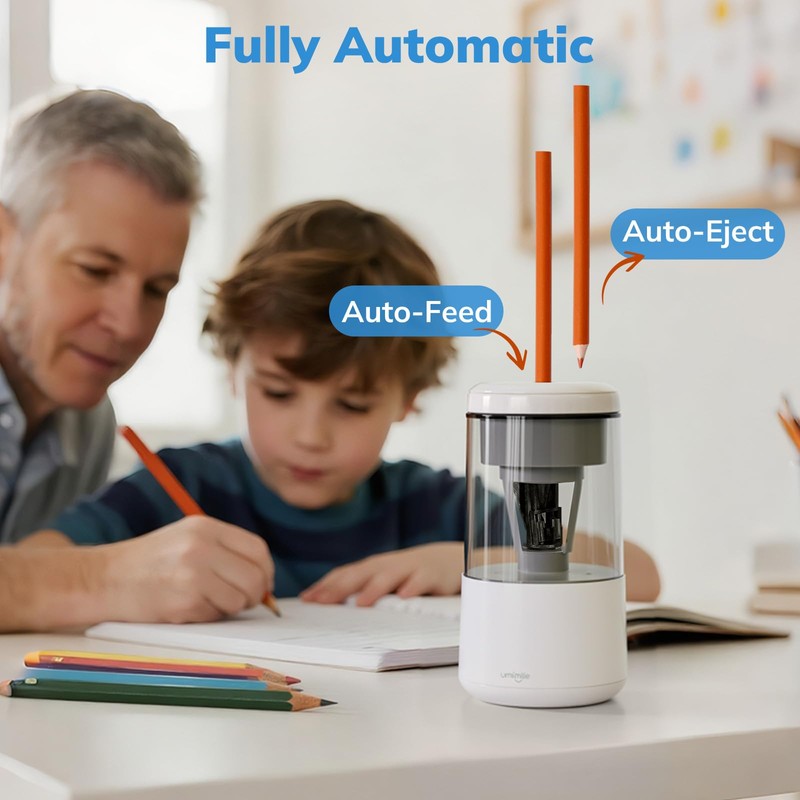 Umimile Fully Automatic Pencil Sharpener - Hands-Free Electric Pencil Sharpener