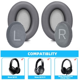 Replacement Ear Pads for Bose SoundTrue Headphones Around-Ear Style, Memory Foam Also Fits QuietComfort 35/ QC35 ii Around-Ear Headphones(Dark Grey)