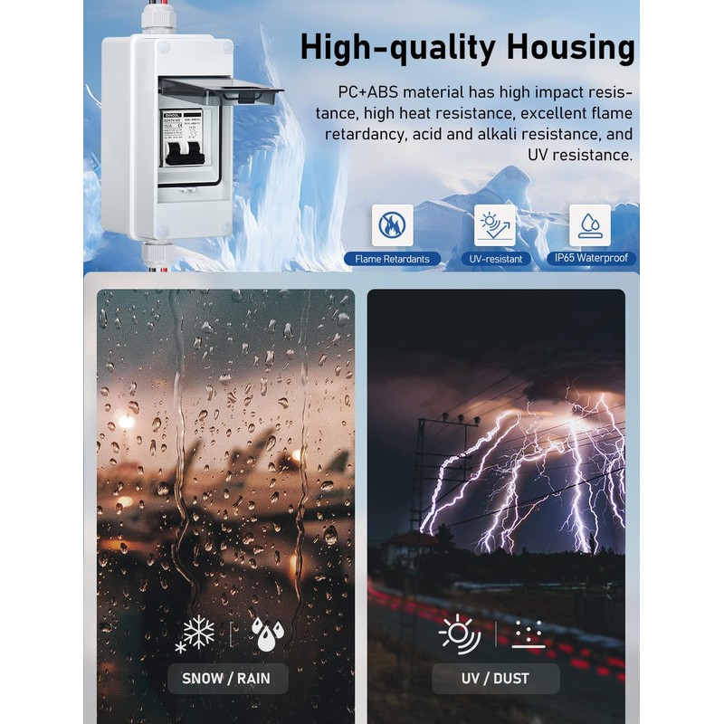 DIHOOL Solar Panel Disconnect Switch with IP65 Din Box, 60