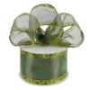 HUIHUANG Moss Green Sheer Wired Ribbon with Metallic Green Greek