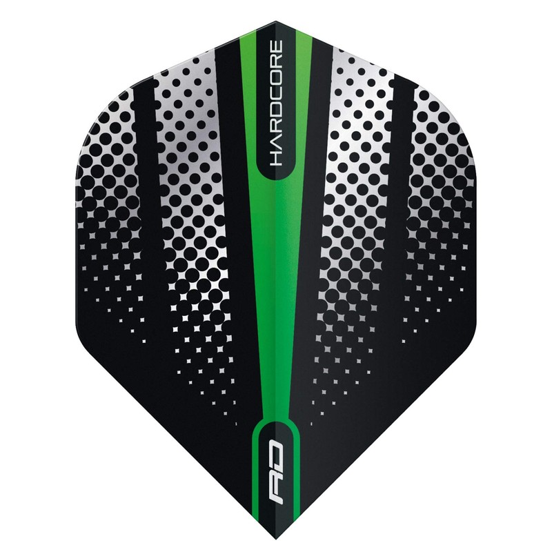 RED DRAGON Hardcore Radical Green Flash Dart Flights - 4