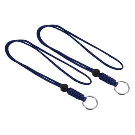 PATIKIL Paracord Lanyard with Keyring 46cm, 2 Pack Necklace Keychain Cord Metal Hook Strap for Keys Whistle ID Card Badge Holder, Blue
