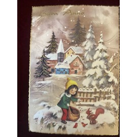 Vintage postcard "Happy new year" in Italian