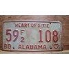 Vintage 1980 ALABAMA License Plate Antique Car Tag